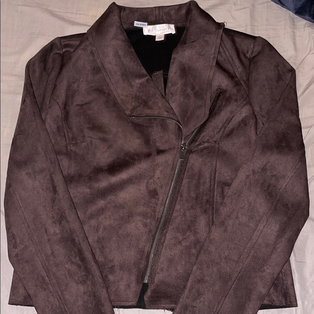 New Brown Faux Suede Jacket